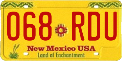 NM license plate 068RDU