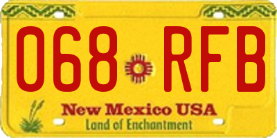 NM license plate 068RFB