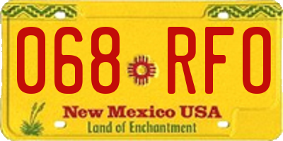 NM license plate 068RFO