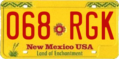 NM license plate 068RGK