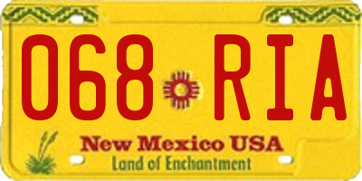 NM license plate 068RIA