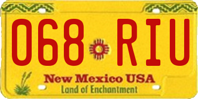 NM license plate 068RIU