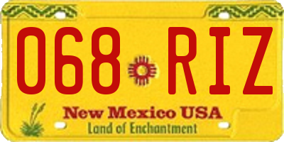 NM license plate 068RIZ