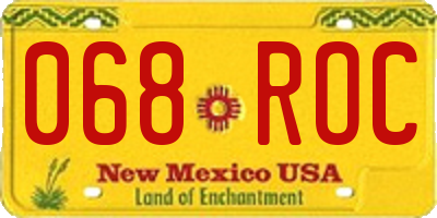 NM license plate 068ROC