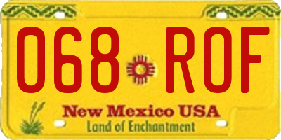 NM license plate 068ROF