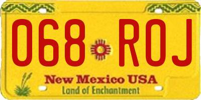 NM license plate 068ROJ