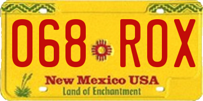NM license plate 068ROX