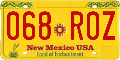NM license plate 068ROZ