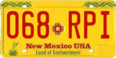 NM license plate 068RPI