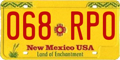 NM license plate 068RPO
