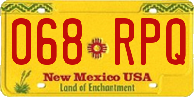 NM license plate 068RPQ