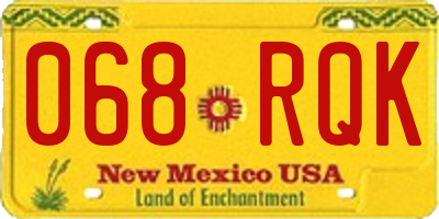 NM license plate 068RQK