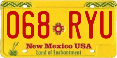 NM license plate 068RYU