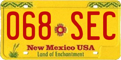 NM license plate 068SEC