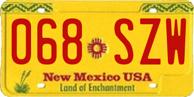 NM license plate 068SZW