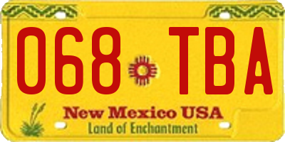NM license plate 068TBA