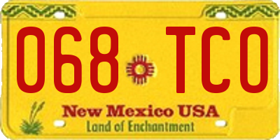 NM license plate 068TCO