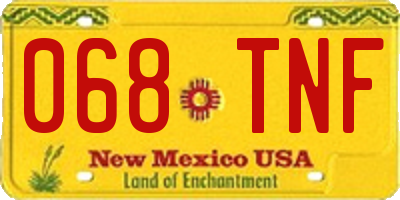 NM license plate 068TNF