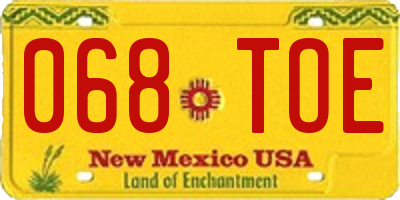 NM license plate 068TOE