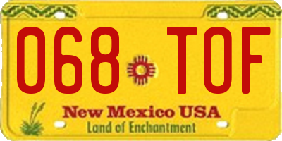 NM license plate 068TOF