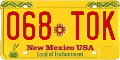 NM license plate 068TOK