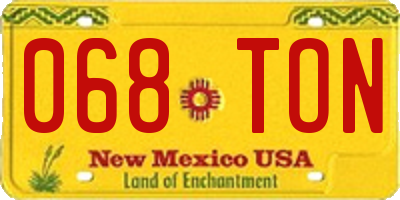 NM license plate 068TON