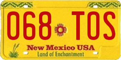 NM license plate 068TOS