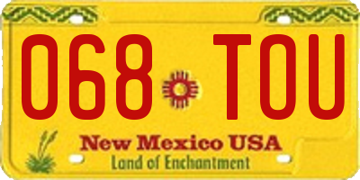NM license plate 068TOU