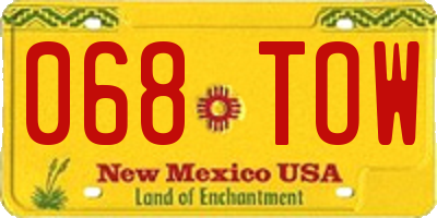 NM license plate 068TOW