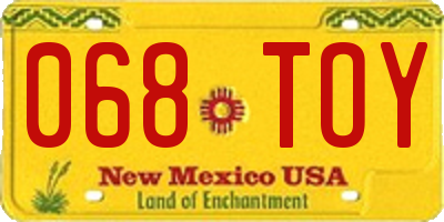 NM license plate 068TOY