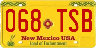 NM license plate 068TSB