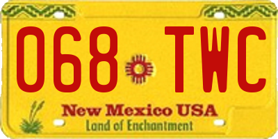 NM license plate 068TWC