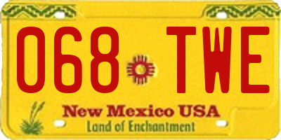 NM license plate 068TWE