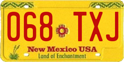 NM license plate 068TXJ