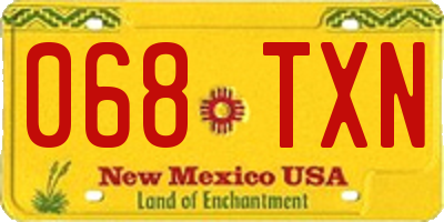 NM license plate 068TXN