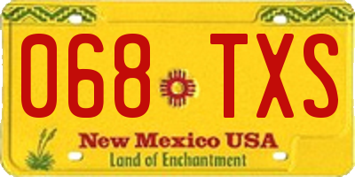 NM license plate 068TXS