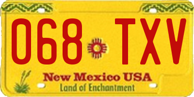 NM license plate 068TXV