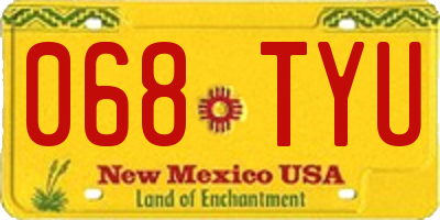 NM license plate 068TYU