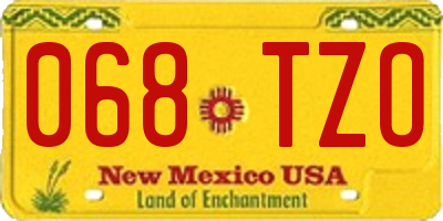 NM license plate 068TZO