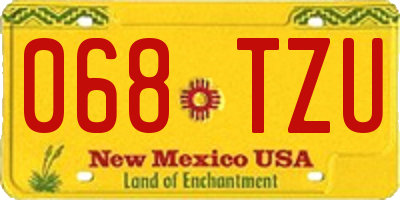 NM license plate 068TZU