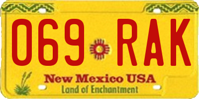 NM license plate 069RAK