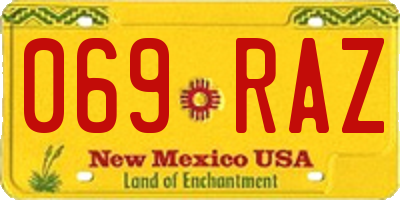 NM license plate 069RAZ