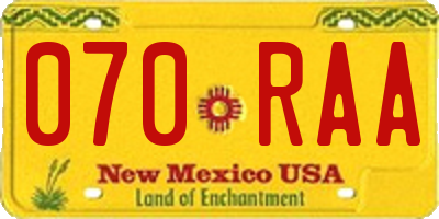 NM license plate 070RAA