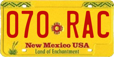 NM license plate 070RAC