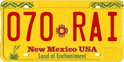 NM license plate 070RAI