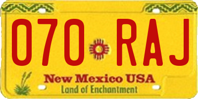 NM license plate 070RAJ