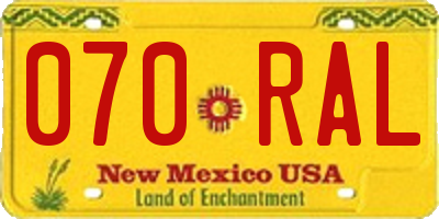 NM license plate 070RAL