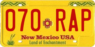 NM license plate 070RAP