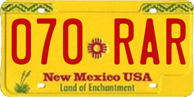 NM license plate 070RAR