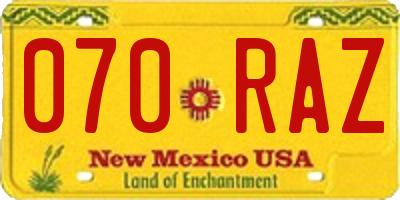 NM license plate 070RAZ
